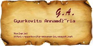 Gyurkovits Annamária névjegykártya