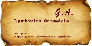 Gyurkovits Annamária névjegykártya